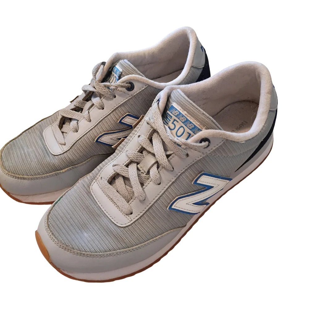 New Balance 501 Men’s Gray and Blue Retro Runner Sneakers